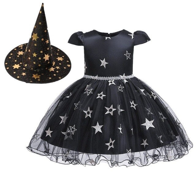 Kids Girls Halloween Party Cosplay Costume Dress With Hat