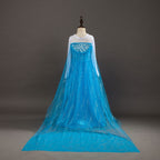 Kids Elsa Princess Dress and Accessories Snow Queen Cosplay Party Princess Dress with Long Cape