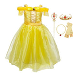 Girls Sleeveless Ball Gown Dress Beast Princess Costume Halloween Cosplay