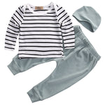 Newborn Kids Baby Outfits Tops T-Shirts Long Sleeve + Pants Legging + Hat Casual 3PCS Set
