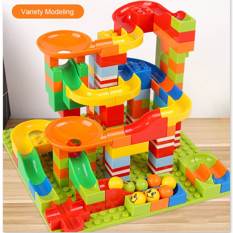 Block Play Building Blocks Set Funnel Slide Blocks DIY Bricks Toy Gift