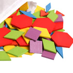 3D Wooden Pattern Blocks Set Geometric Manipulative Jigsaw Shape Puzzle