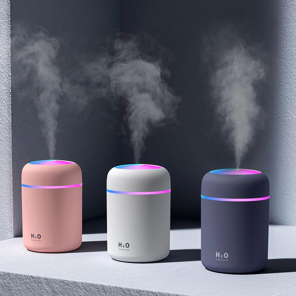 Air Humidifier Aroma Oil Diffuser Portable 300ml USB Mist Sprayer with Colorful Night Light