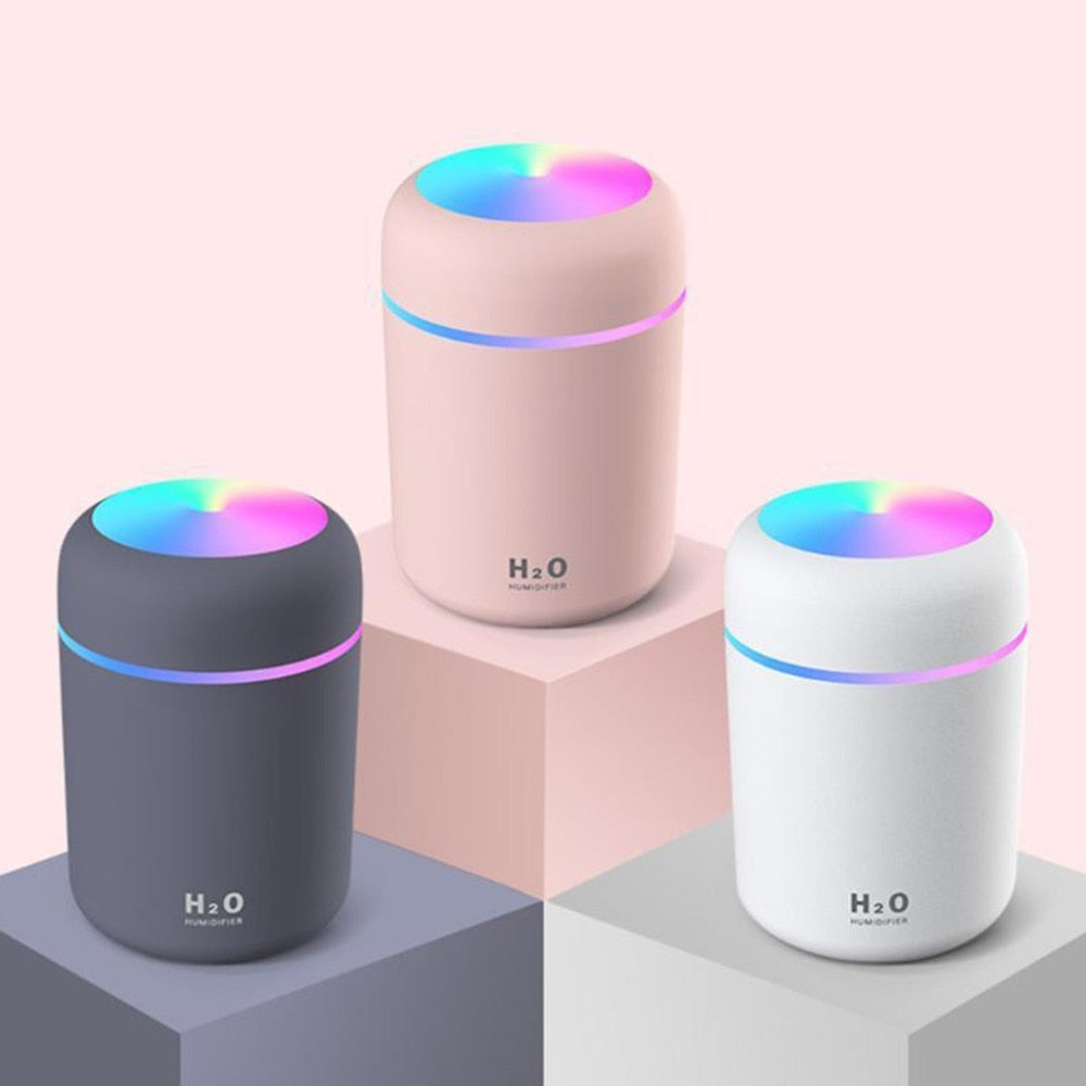 Air Humidifier Aroma Oil Diffuser Portable 300ml USB Mist Sprayer with Colorful Night Light