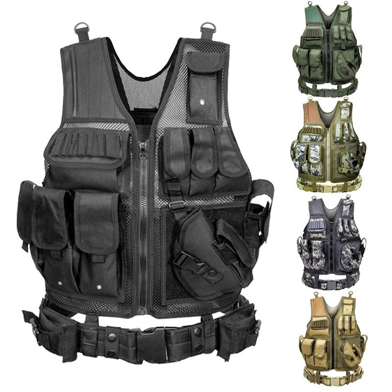 Tactical Vest Combat Armor Vests Mens Tactical Army Adjustable Armor Outdoor CS Training Vest Airsoft