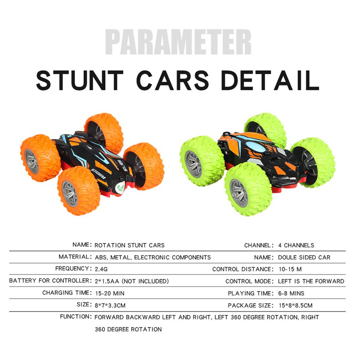 3D RC Stunt Car High Speed Tumbling Crawler Vehicle 360 Degree Flips Double Sided Rotating Tumbling RC Car Radio Control Toy Car
