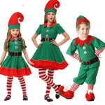 Kids Holidays Elf Costumes Santa Claus Elf Clothes Matching Suit For Christmas