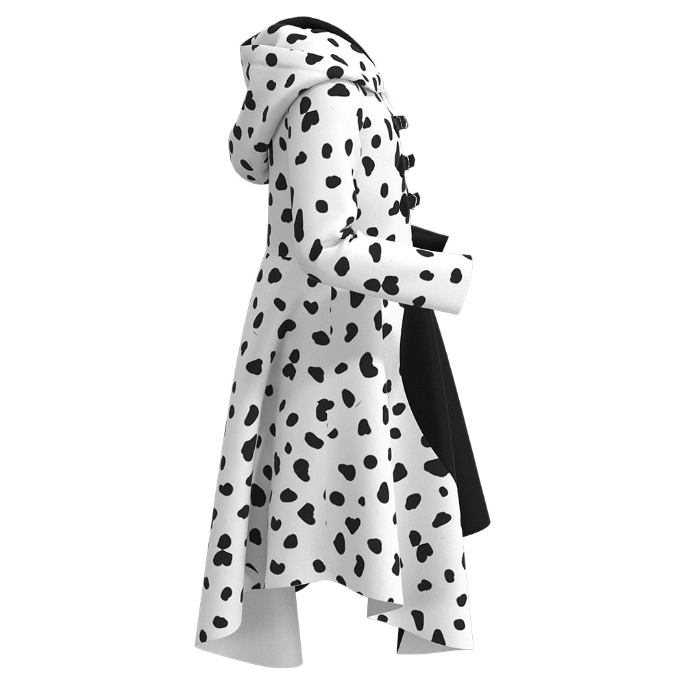 White/ Black Costume Cosplay Dress with Hood Halloween Cosplay Outfit