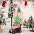 Cute Linen Christmas Tote Bag Embroidered with Foot Gift Large Candy Gift Bags Reusable Grocery Bags