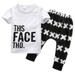 Boys Cotton Tops +  Letter Pants Sets Toddler Casual Outfits 2PCS 0-5Y