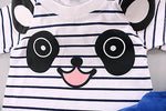 Toddler Kids Baby Panda Cotton Striped T-shirt +Bear Pants 2 PCS Outfits