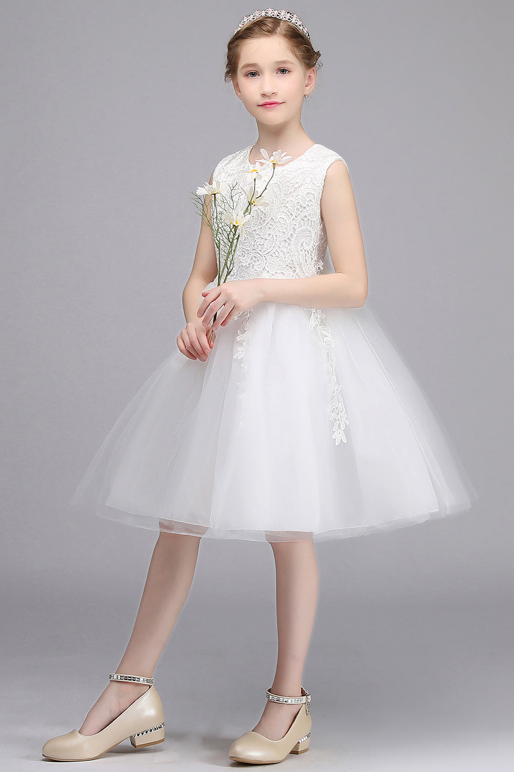 Toddler and Little Girls Flower Girls Dresses with Sweet Big Bow