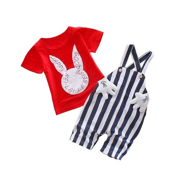 Baby Boys Summer T-shirt+ Overalls Pants 2PCS Outfits Sport Suits