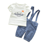 Summer Baby Boys Cartoon T-shirt+Bib Pants  Outfits Toddler Tracksuits