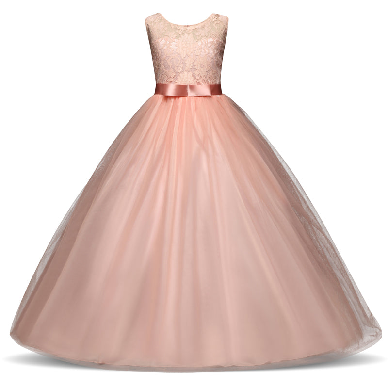 Flower Girl Dress Wedding Tulle Lace Long Elegant Princess Party Pageant Formal Gown Dresses
