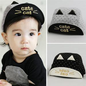 Summer Baby Boy Cute Baby Hats with Cat Ears Print  Animal  Baseball Sunhats Soft Caps