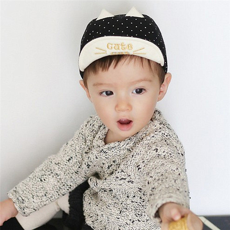 Summer Baby Boy Cute Baby Hats with Cat Ears Print  Animal  Baseball Sunhats Soft Caps
