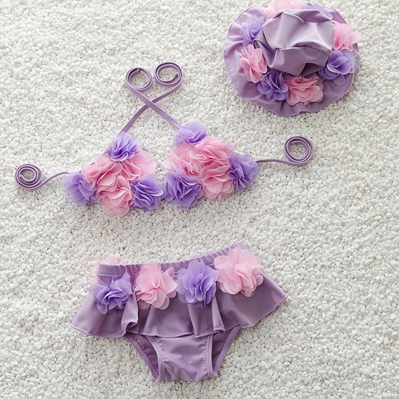 Girls Bikini Swimsuit  Floral Swimwear Baby Girls Two Pieces Suits