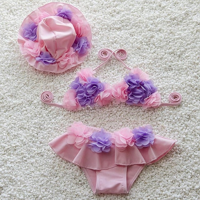 Girls Bikini Swimsuit  Floral Swimwear Baby Girls Two Pieces Suits