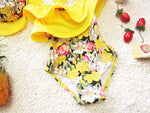 One Piece Swimsuit Floral Girl Bathing Suits Swimwear With Cap