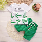 Summer Kids Leaf T-Shirt Shorts 2Pcs/Sets Toddler Baby Cotton Tracksuits
