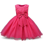 3D Rose Flowers Girls Dress Kids Wedding Pageant Prom Party Birthday Dresses