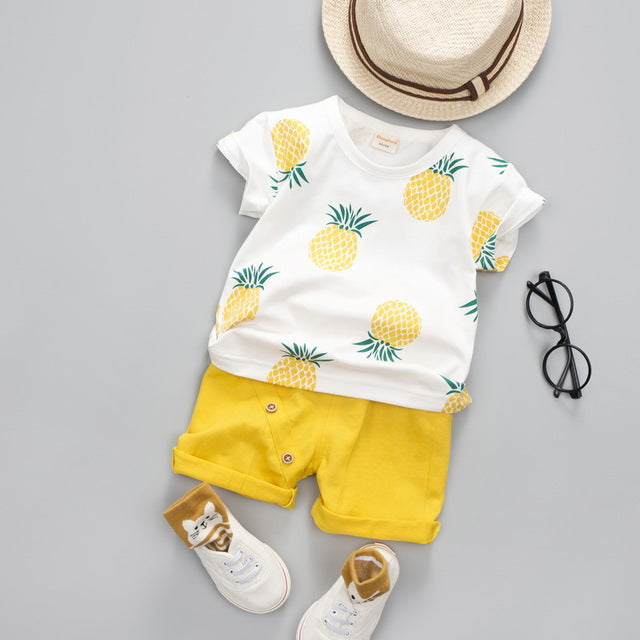 Baby Boys Girls Summer Fashion Cotton Printed Fruit Sports Suits