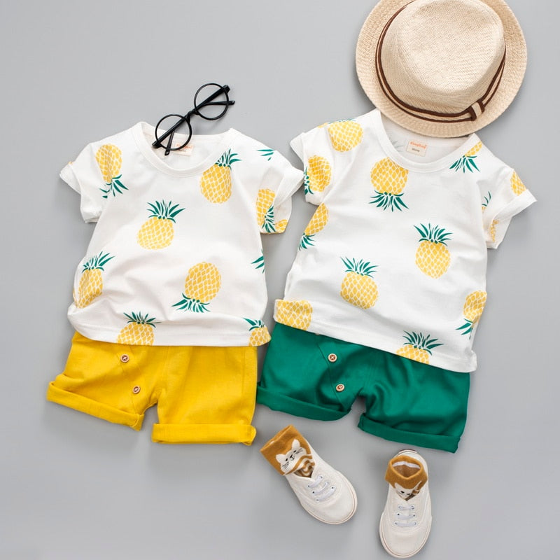 Baby Boys Girls Summer Fashion Cotton Printed Fruit Sports Suits