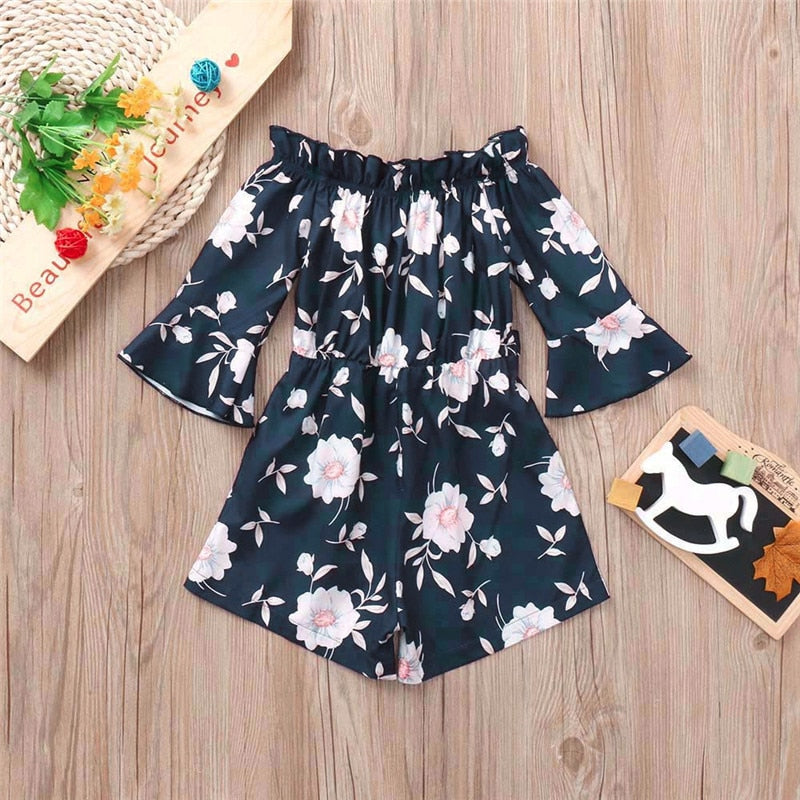 Family Matching Mother and Baby Floral Off Shoulder Romper Jumpsuit