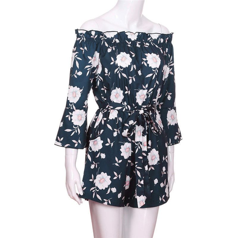 Family Matching Mother and Baby Floral Off Shoulder Romper Jumpsuit