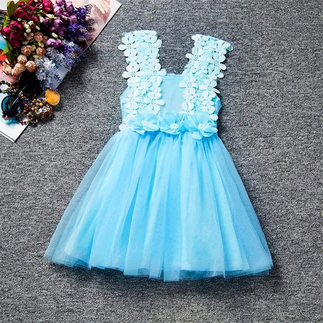 Toddler Girl Cute Party Dress Lace Flowers Dress For Little Princess 2-6 Years