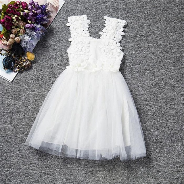Toddler Girl Cute Party Dress Lace Flowers Dress For Little Princess 2-6 Years