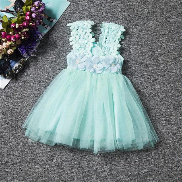 Toddler Girl Cute Party Dress Lace Flowers Dress For Little Princess 2-6 Years