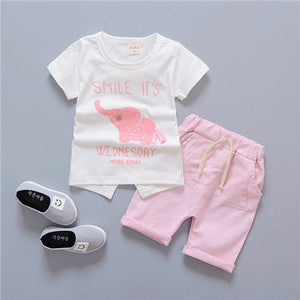 Summer Boys Girls T-shirt Tops+Pants Tracksuits Newborn Clothing