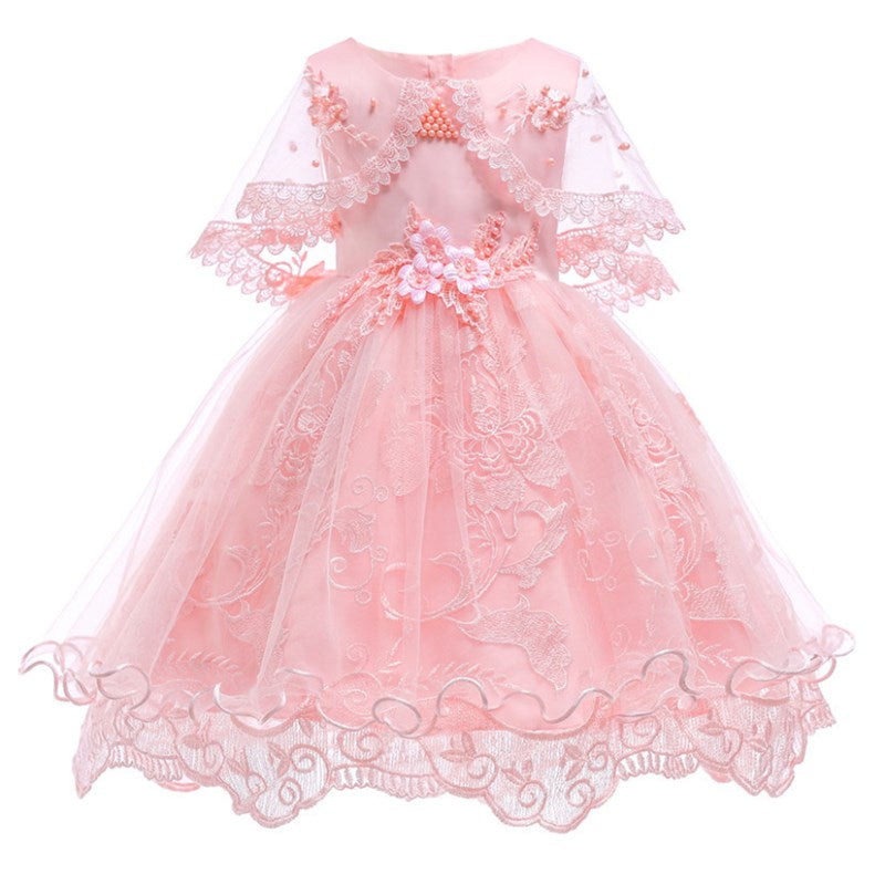 Toddler/Kids Pearl Flower Birthday Dresses Kids Little Girls Pageant Wedding Prom Birthday Party Dress