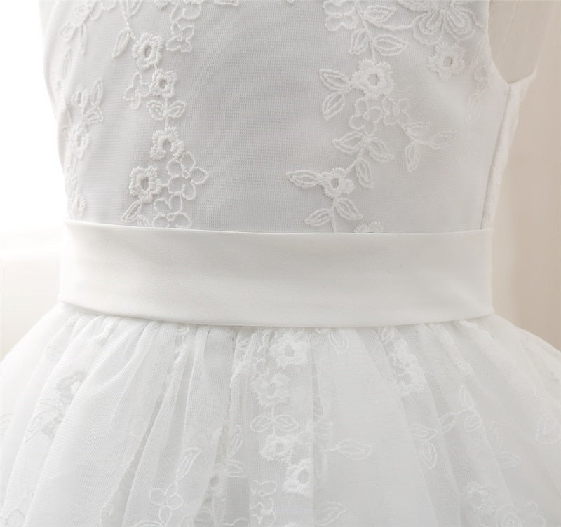 White Lace Flower Girl Dresses for Little Girls