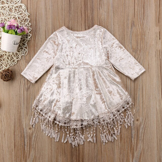 Kids Girls Party Gowns Long Sleeve Baby Clothing Dresses