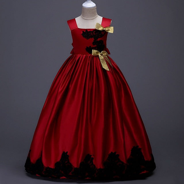 Flower Girl Dress Girls Elegant Embroidery Formal Dresses Pageant Wedding Graduation Prom Dresses