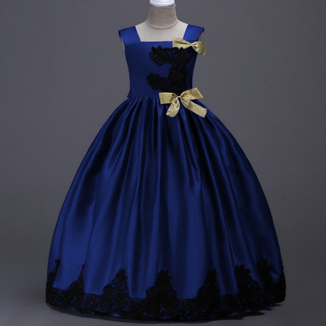 Flower Girl Dress Girls Elegant Embroidery Formal Dresses Pageant Wedding Graduation Prom Dresses