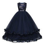 Layered Embroidery Little Girl Formal Dresses Kids Ball Gown Graduation Dress