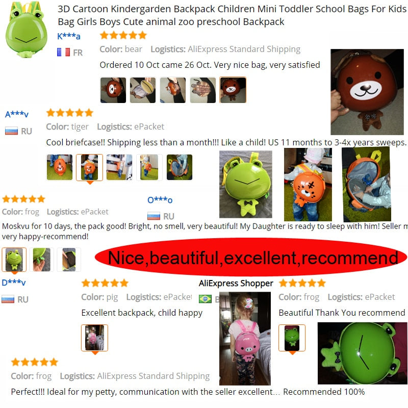 3D Cartoon Kindergarden Backpack Toddler Girls Boys Cute Animal Backpack