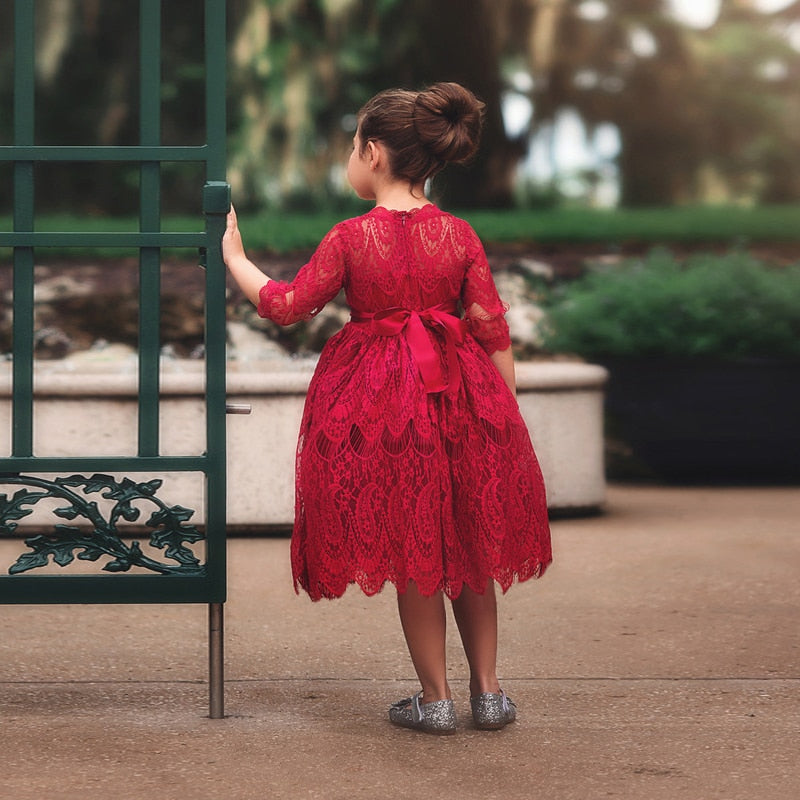 Little Girls Flower Embroidered Lace Dress