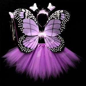 Kids Costume Cosplay Fairy Angel Wings Girl Butterfly Wings Performance Dress