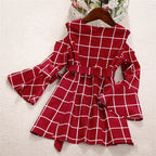 Family Matching Mother and Daughter Dress Shoulderless Waist Belt Pleated Dresses