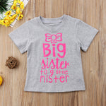 Sweet Family Matching Kids Baby Little Brother Romper/Big Sister Short Sleeve Cotton T-shirt Tops