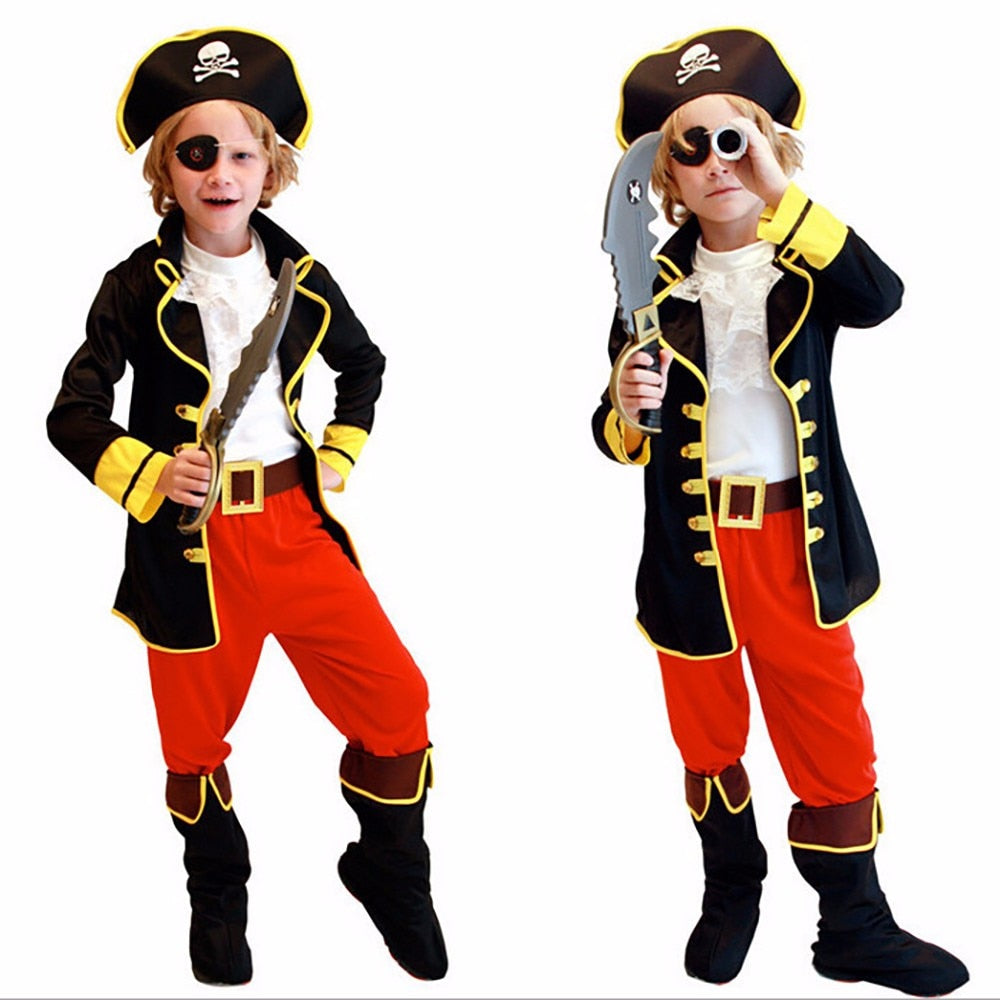 Kids Boys Jack Sparrow Pirate Halloween Cosplay Costumes