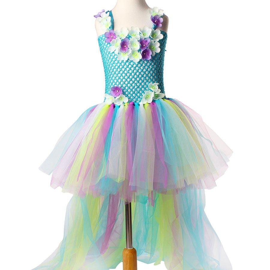 Girls Exquisite Peacock Water Fairy Tutu Dress Birthday Festival Party Pageant Costume