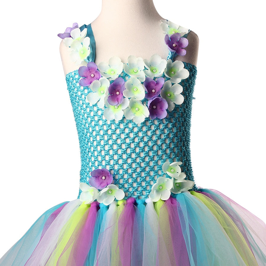 Girls Exquisite Peacock Water Fairy Tutu Dress Birthday Festival Party Pageant Costume