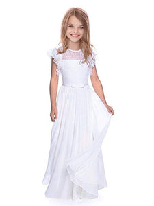 High Quality Flower Girl Dresses Lace White/Ivory Girls Bridesmaid Gowns Party Wedding Prom Dress