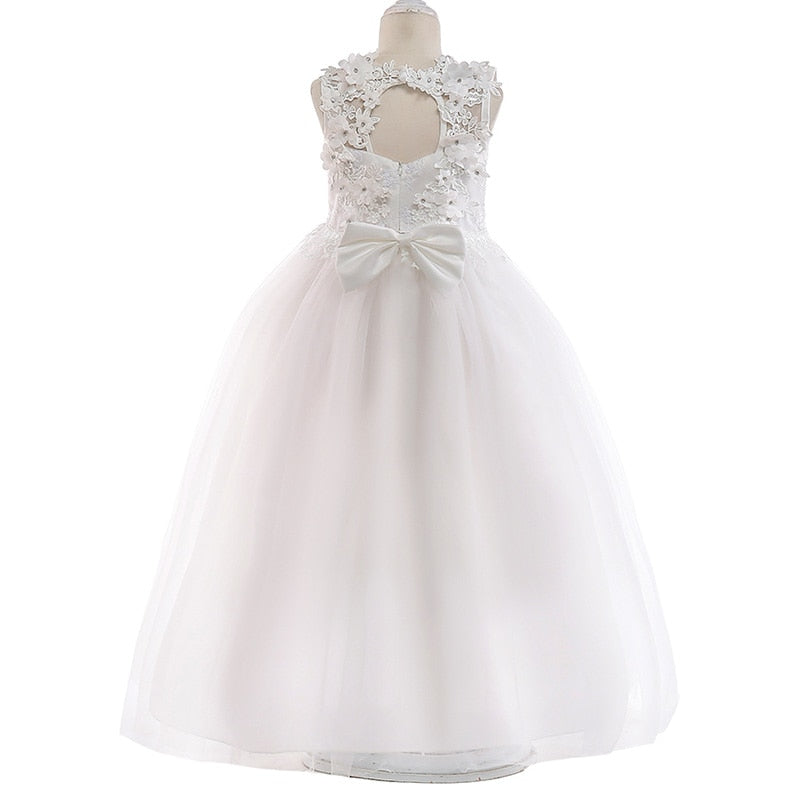 Lace Open Back Flower Girl Dress Girls Wedding Party Prom Dresses with ...